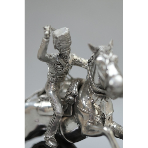 179 - 2 silver plated pewter soldiers on horse back - Charge of the Light Brigade and The Officer of the B... 