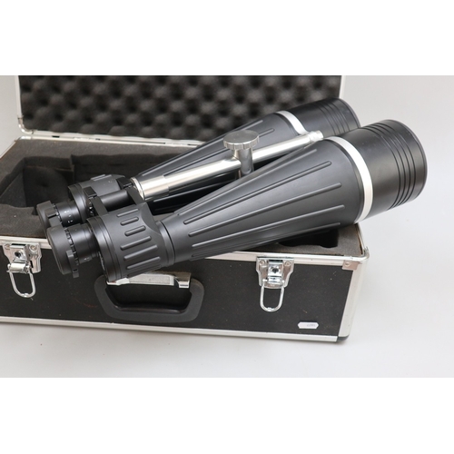 299 - Very large Helios Binoculars 25x100 Waterproof Long Eye Relief 44m at 1000m in flight case