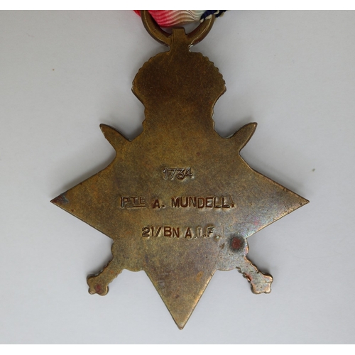 46 - Collection of WW1 medals to Sgt. Aurthur Mundell 21st Battalion killed in action 14th March 1917 and... 