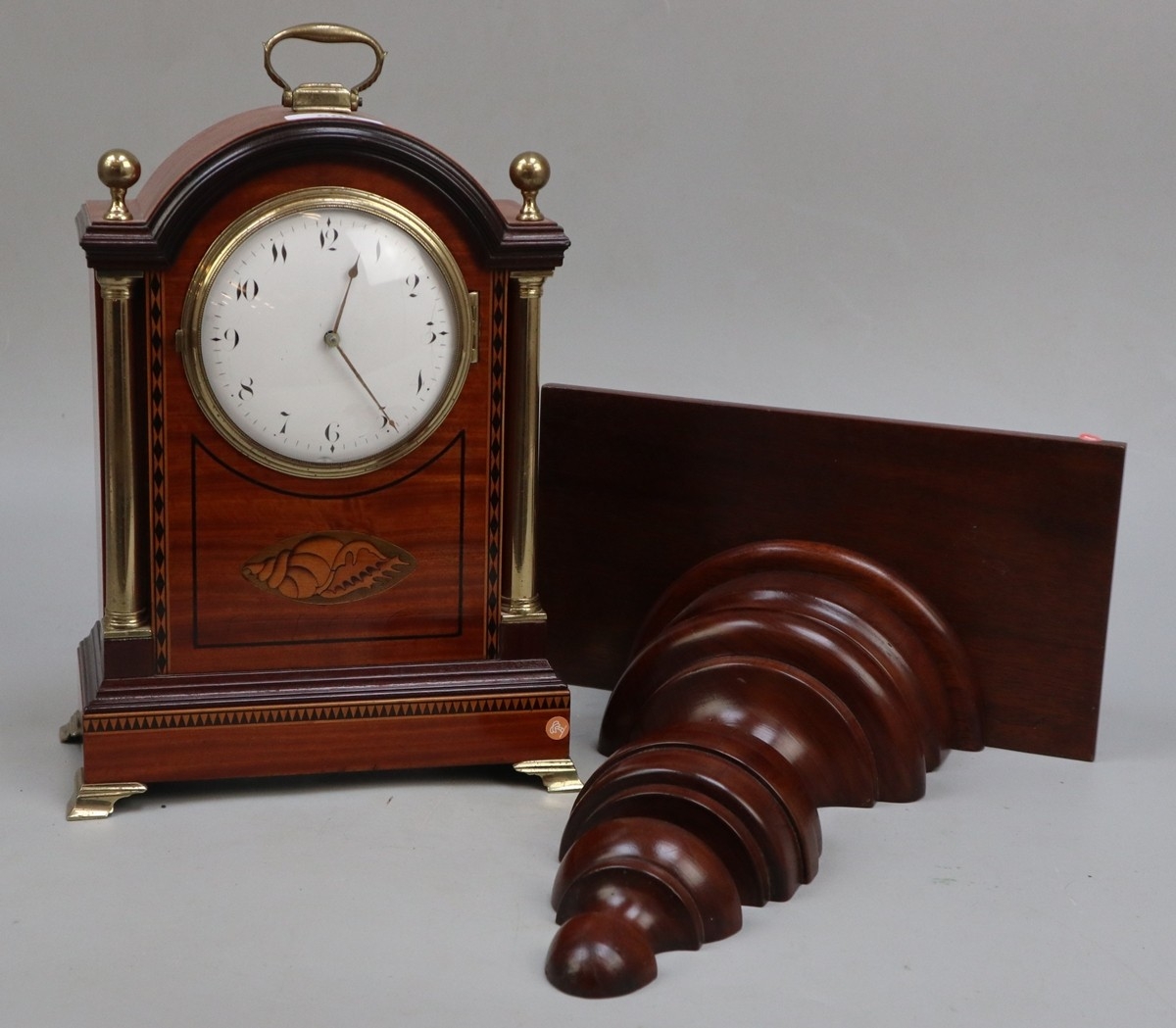 Fine quality inlaid bracket clock with bracket with modern movement
