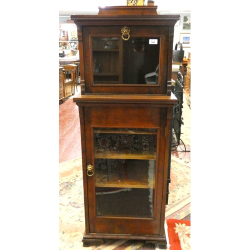 540 - Walnut display cabinet with beveled glass - approx W:49cm D:41cm H:133cm