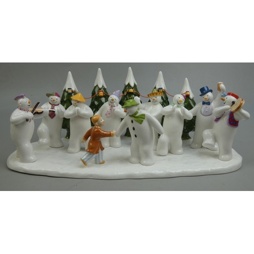 572 - Coalport Characters The Snowman figure in original box - The Snowman's Party