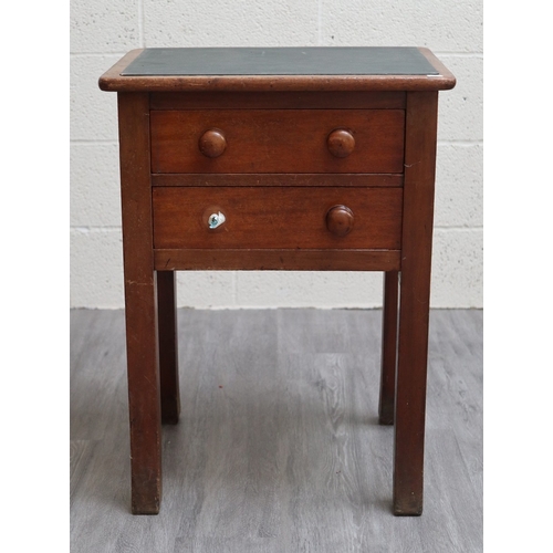 Small leather top side table - Approx W:57cm D:43cm H:76cm
