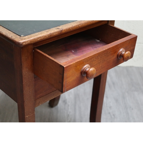 Small leather top side table - Approx W:57cm D:43cm H:76cm