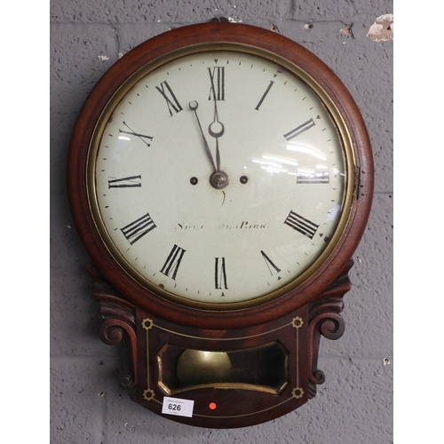 626 - Antique inlaid wall clock with double fusee movement