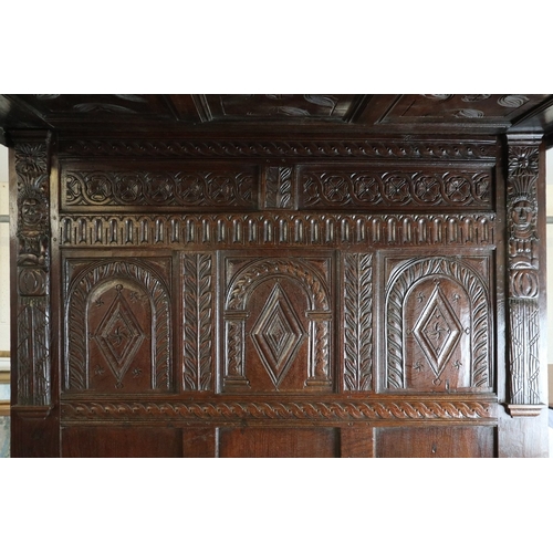 278 - Sympathetically restored 17th century carved oak four-poster bed - Approx L: 207cm W: 167cm H: 188cm