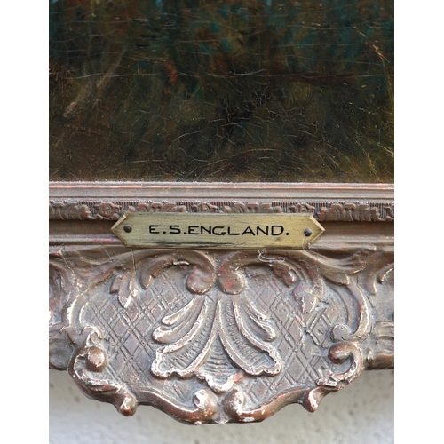 464 - Oil on canvas of Pointer Dogs by E S England - Approx IS 90cm x 60cm