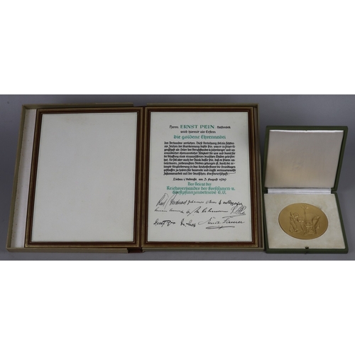 144 - German agricultural medal with boxed certificate