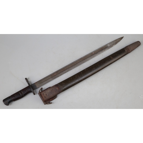 175 - US 1917 issue Remington bayonet in leather and steel scabbard