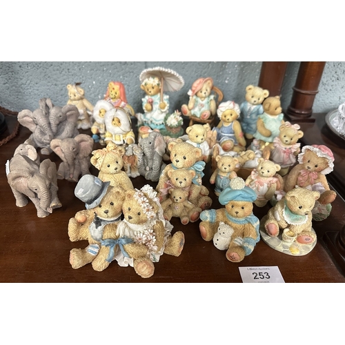 253 - Collection of Tuskers elephant figurines and Teddys