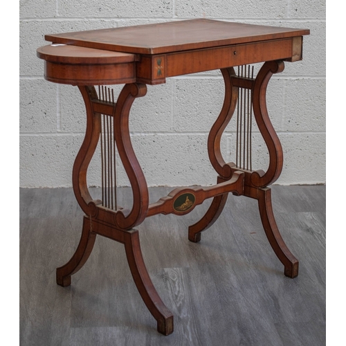 269 - Edwardian painted satinwood lyre end table - Approx W: 89cm D: 43cm H: 74cm