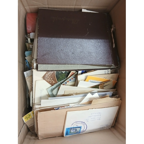 299 - Stamps -&nbsp;WORLD Box with many Postcards, philatelic and commercial covers.&nbsp;