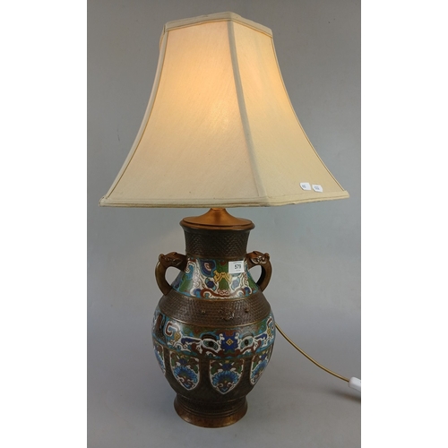 324 - Cloisonne lamp - Approx H: 70cm