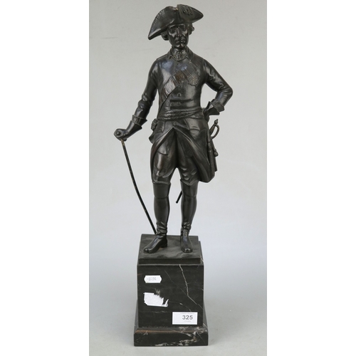 325 - Bronze statue of Frederick the Great of Prussia - Foundry marked to base  - Approx H: 51cm