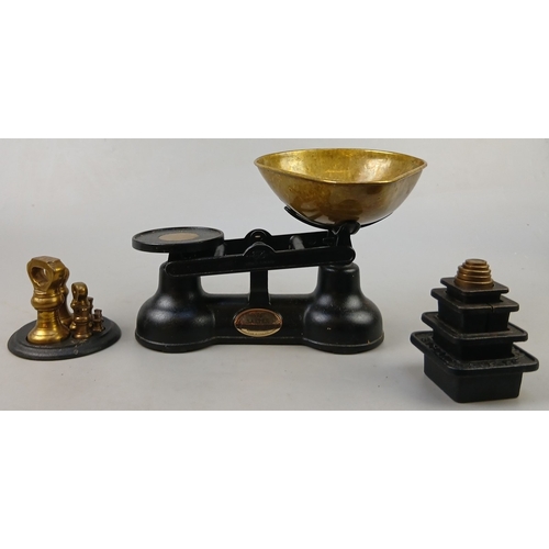 341 - Traditional kitchen scales - Salter Staffordshire model 60 together with sets of metric and imperial... 