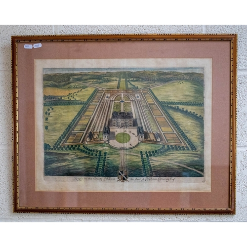 365 - Framed tinted lithograph of Ragley Hall in the county of Warwick the seat of Popham Connay esq
