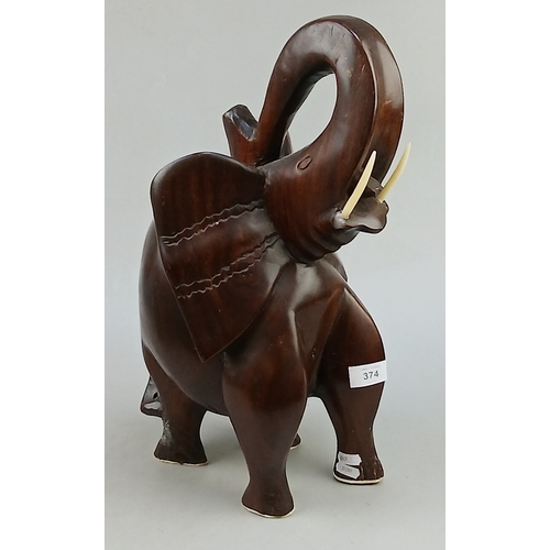 374 - Heavy carved elephant&nbsp;- Approx H: 49cm