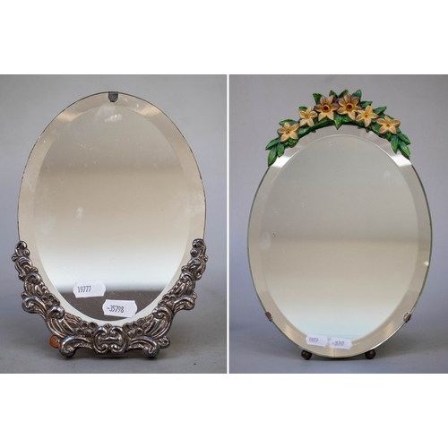 377 - Barbola dressing table mirror together with another - Approx H: 36cm