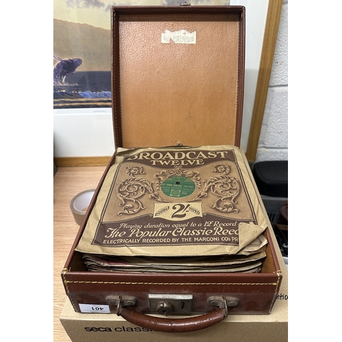 401 - Collection of vinyl 78&rsquo;s in vintage leather case