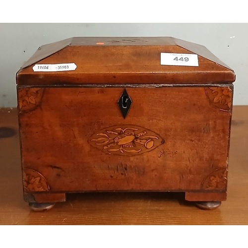 449 - Inlaid tea caddy