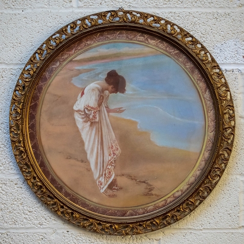 452 - Print of 'The Sea Hath it’s Pearls' by William H. Margetson 1897, in circular frame