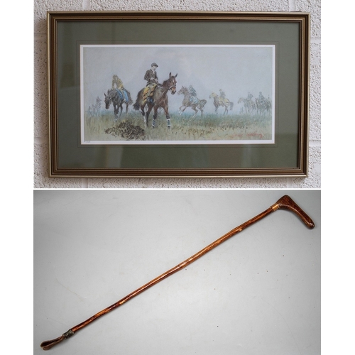 466 - L/E print 187/850 - Early Exercise By Gilbert Holiday together with artists riding crop