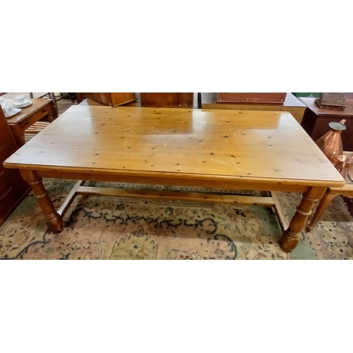 496 - Large pine kitchen refectory table - Approx L: 198cm W: 91cm H: 76cm