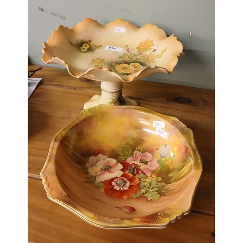 516 - Hand painted centerpiece and bowl