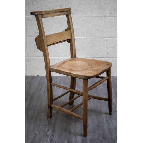 586 - Set of 4 chapel/church chairs with bible rack to the rear