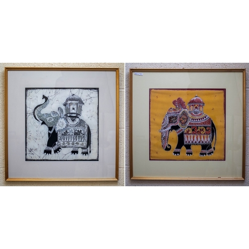 602 - Pair of Sri Lankan Elephant framed Batik's