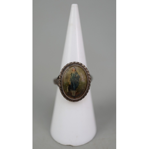 70 - Sterling silver ring with 'Blue Boy' from the old masters