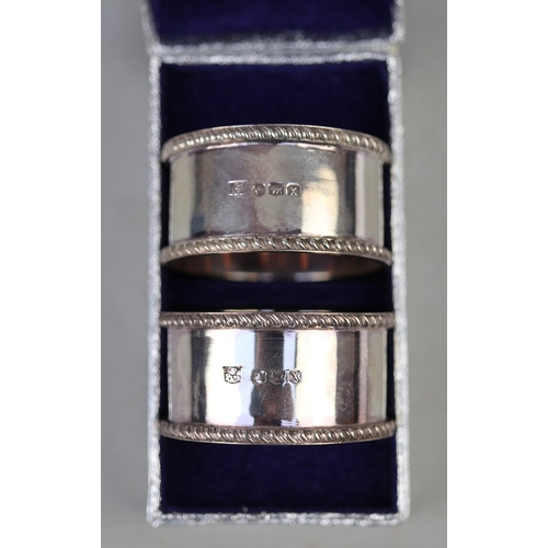 11 - Pair of boxed hallmarked silver napkin rings - Approx 62g