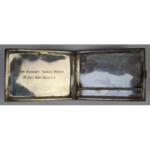15 - White metal cigarette case 56 Anti Tank Regiment RA