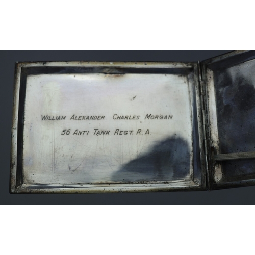15 - White metal cigarette case 56 Anti Tank Regiment RA