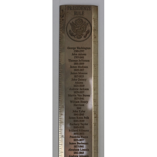 16 - Cased solid silver ruler by Richard O. A. Jarvis of Pall Mall - US Presidents - Approx L: 33.5cm 322... 