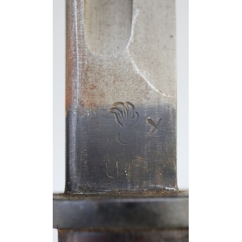 175 - US 1917 issue Remington bayonet in leather and steel scabbard