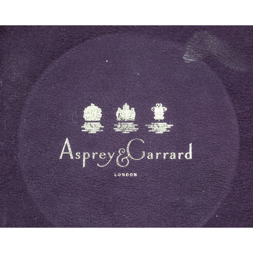 18 - Cased Hallmarked silver round trinket box by Asprey & Garrard - Approx 358g