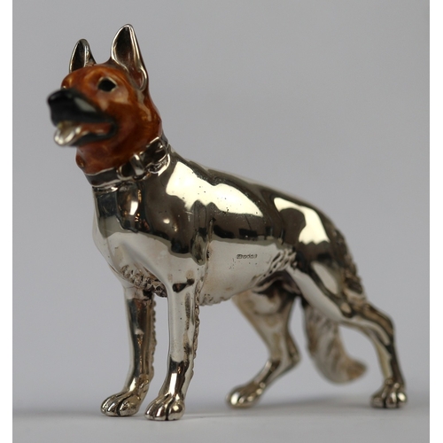 19 - Saturno Italian silver Alsatian dog with enamel head - Approx L: 8.5cm H: 6.5cm gross weight 73g