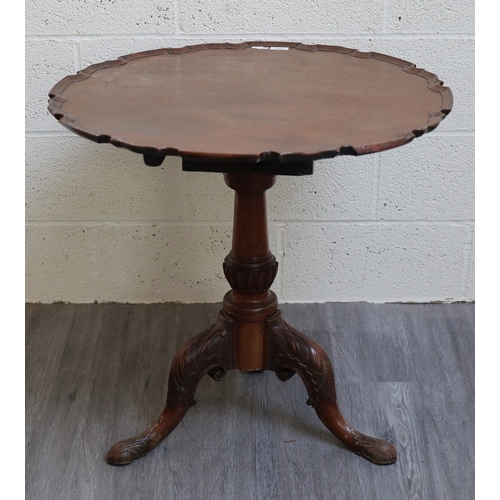 268 - Antique mahogany carved tripod table with birdcage