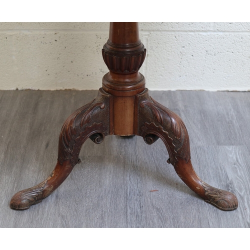 268 - Antique mahogany carved tripod table with birdcage