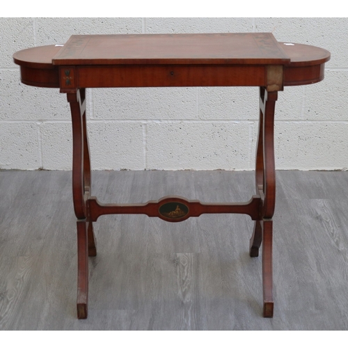 269 - Edwardian painted satinwood lyre end table - Approx W: 89cm D: 43cm H: 74cm