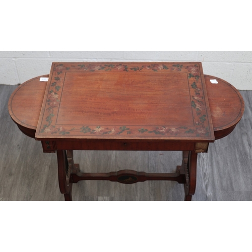 269 - Edwardian painted satinwood lyre end table - Approx W: 89cm D: 43cm H: 74cm