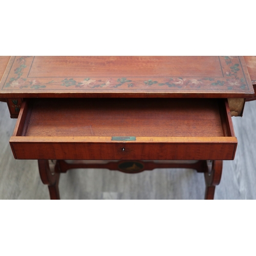 269 - Edwardian painted satinwood lyre end table - Approx W: 89cm D: 43cm H: 74cm