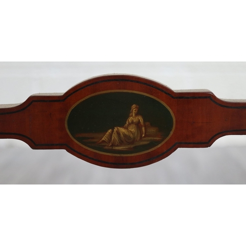 269 - Edwardian painted satinwood lyre end table - Approx W: 89cm D: 43cm H: 74cm