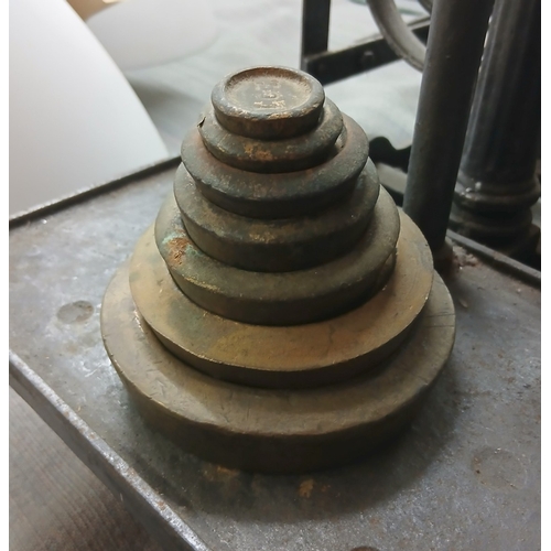 278 - Large vintage cheese scales with weights
