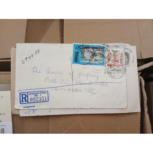 299 - Stamps -&nbsp;WORLD Box with many Postcards, philatelic and commercial covers.&nbsp;