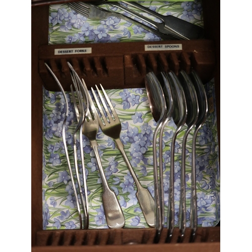 316 - Cutlery table with cutlery - Approx W:104cm D:46cm H:78cm