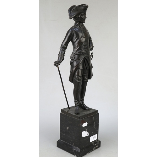 325 - Bronze statue of Frederick the Great of Prussia - Foundry marked to base  - Approx H: 51cm