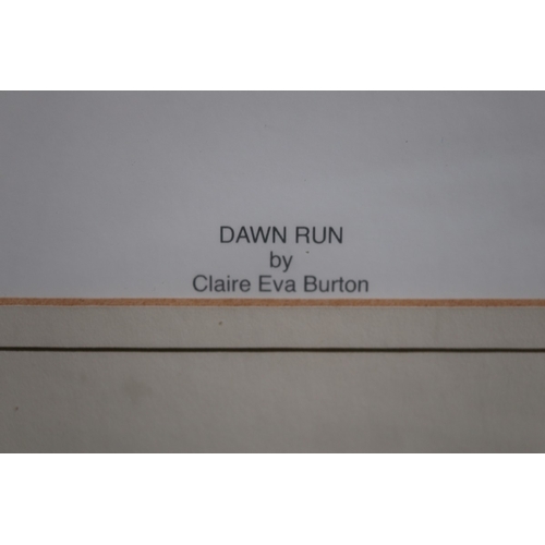 366 - Signed and blind stamped L/E print 572/800 - 'Dawn Run' by Claire Eva Burton