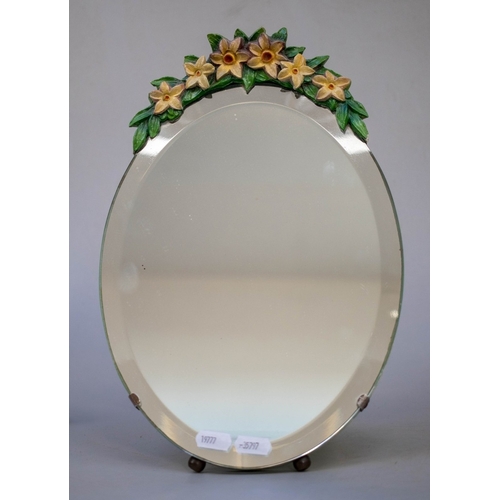 377 - Barbola dressing table mirror together with another - Approx H: 36cm